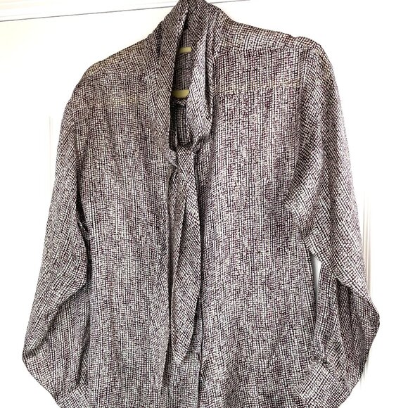 St. John Tops - St. John Silk Blouse 100% Silk Tie-Neck Long Sleeve Button Front Top US Size 8